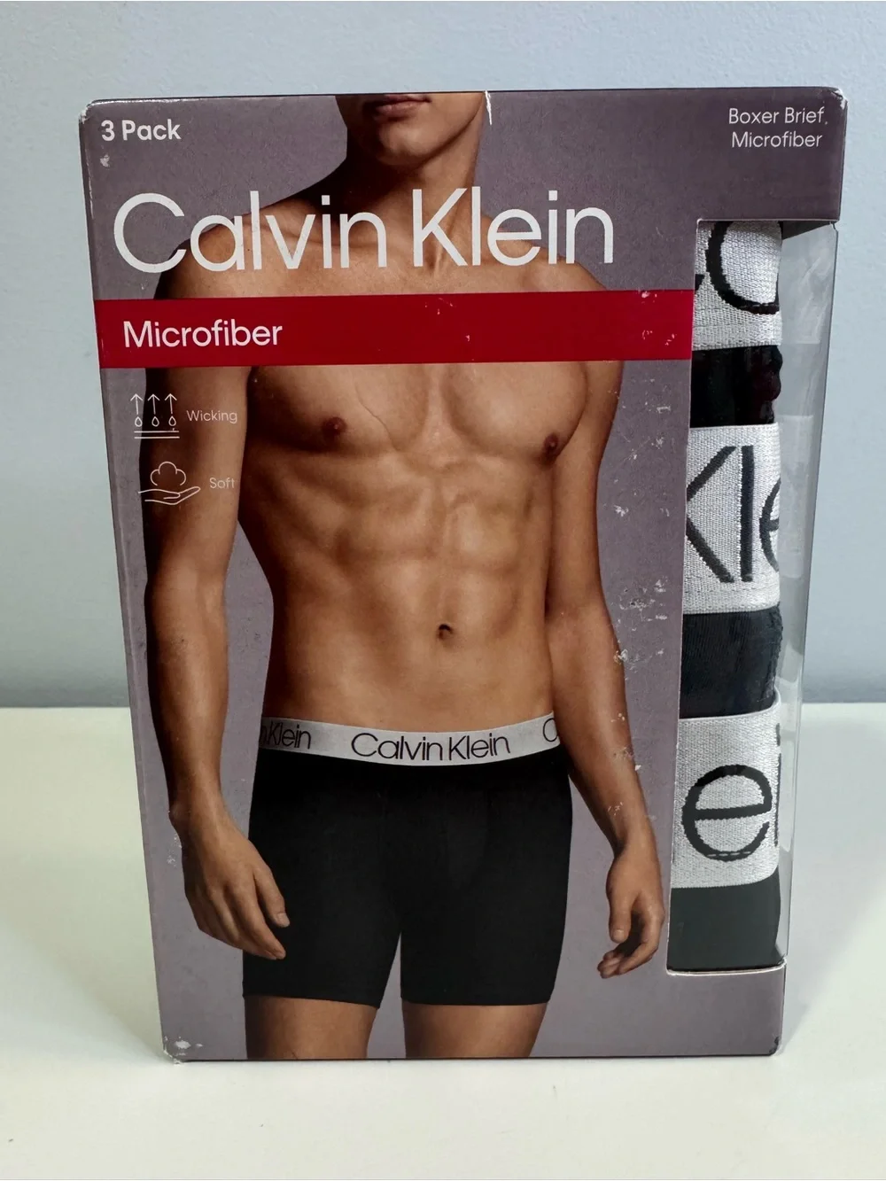 Calvin Klein Black Microfiber Boxer Briefs - 3 Pack with White Logo Waistband